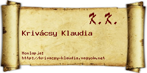 Krivácsy Klaudia névjegykártya