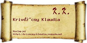 Krivácsy Klaudia névjegykártya